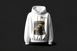“Proud To Re American” Branded Hoodie White